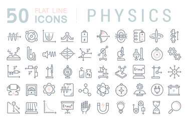 Sticker - Set Vector Line Icons of Physics.