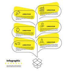 Wall Mural - infographic 6  step presentation, infographic linear bubble