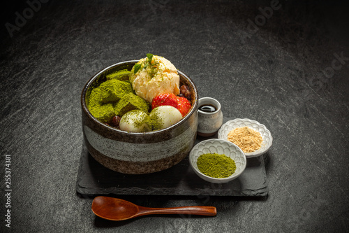 Fotografía 抹茶寒天アイスクリーム Japanese foods green tea agar ice
