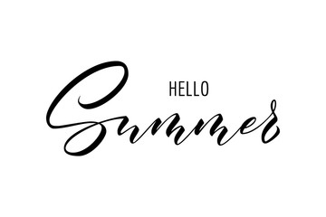 Lettering hello summer wrote by brush. Hello summer calligraphy.