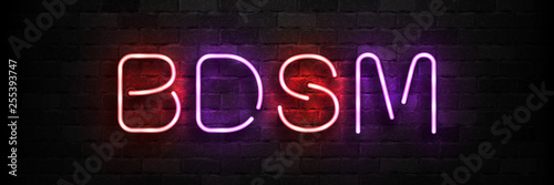 Vector realistic isolated neon sign of BDSM logo for template decoration and layout covering on the wall background Poster Mural XXL