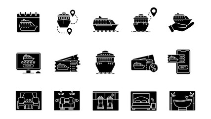 Poster - Cruise glyph icons set