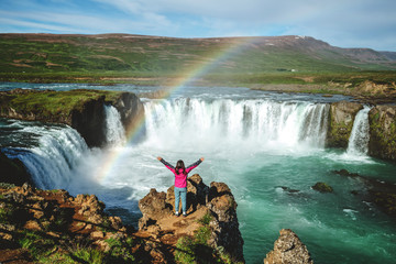 Wall Mural - The Godafoss (Icelandic: waterfall of the gods) is a famous waterfall in Iceland. The breathtaking landscape of Godafoss waterfall attracts tourist to visit the Northeastern Region of Iceland.