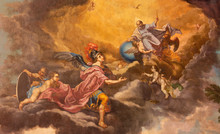 PALMA DE MALLORCA, SPAIN - JANUARY 27, 2019: The Painting Of God The Creator And St. Michael Archangel In Presbytery Of Church San Miguel By Juan Muntaner Cladera (end Of 18. Cent.).