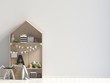 Mock up wall in interior of the child. modern style. 3d illustration
