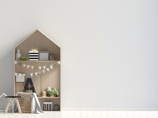 mock up wall in interior of the child. modern style. 3d illustration