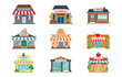 Store Facade Restaurant Pharmacy Shop Cafe Book Supermarket Front View Flat Icon