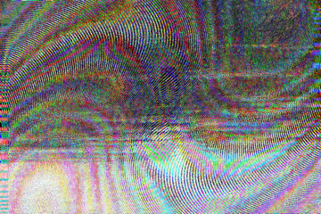 Dark abstract background with image distortion. Glitch effect. Vinyl effect. Bad TV. Simple illustration for decorative design or presentation.