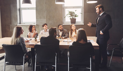 Poster - Business managers discussing project plans in office