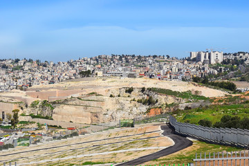 Wall Mural - panoramic view of modern Nazareth, a city in the Galilee, north of Israel, here passed the childhood and youth of Jesus Christ