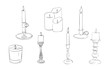 Hand drawn candles collection, vector