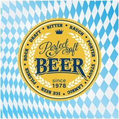 Wall Mural - Vector craft beer logo on oktoberfest background