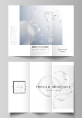 Poster - The minimal vector layouts. Modern creative covers design templates for trifold brochure or flyer. Spa and healthcare design. Soft color medical consept background with blurred molecules or particles.