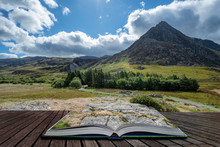 Stunning Landscape Image Of Countryside Around Llyn Ogwen In Snowdonia During Early Autumn Coming Out Of Pages Of Open Story Book