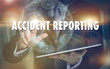 © Duncan Andison - A hand selecting a Accident Reporting business concept on a futuristic computer display.