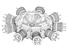 Radial Engine On A White