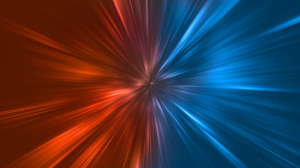 Poster - Abstract zoom lights with color of Fire and Ice element against (vs) each other background. Heat and Cold concept