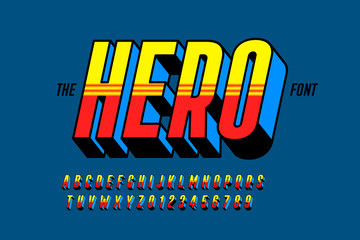 Poster - comics style font design, superhero inspired alphabet, letters and numbers