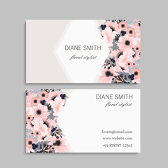 Floral style business card template vector