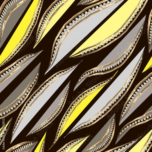 Jewelry Vector Seamless Pattern Abstract Gray And Yellow Petals