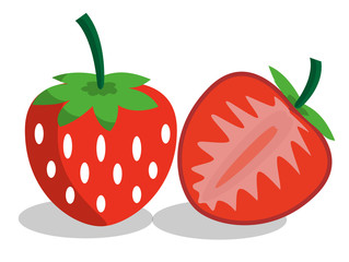 Wall Mural - red strawberry on white background, vector illustration