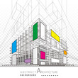 3D illustration architecture building construction abstract background. 