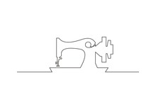 Continuous Line Drawing Of Sewing Machine Vector