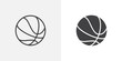 Basketball ball icon. line and glyph version, outline and filled vector sign. Rubber ball linear and full pictogram. Sports equipment symbol, logo illustration. Different style icons set