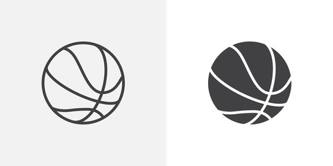 basketball ball icon. line and glyph version, outline and filled vector sign. rubber ball linear and