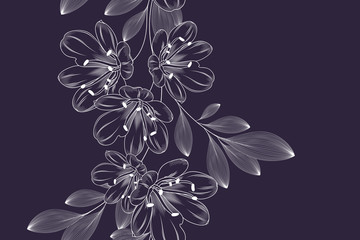 Seamless hand drawn floral pattern with lily flowers. Vector illustration. Element for design.