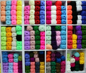 Wall Mural - Colorful wool yarn balls