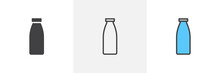 Milk Bottle Icon. Line, Glyph And Filled Outline Colorful Version, Bottle Of Milk Outline And Filled Vector Sign. Breakfast Symbol, Logo Illustration. Different Style Icons Set. Vector Graphics