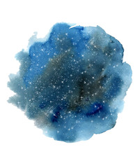 Wall Mural - Night Sky Print. Watercolor starry sky. Blue galaxy night sky