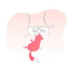 Fototapete - 404 page concept, Page Not Found, Bad Gateway, Connection Problem, Oops Isolated Vector Illustration banner. Fox Clutched her Teeth in sign 404. Flat Style on white.
