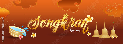 Songkran Festival Celebration Header Banner Or Poster Design On