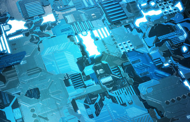 Aufkleber - Futuristic blue tech panel background with lots of details