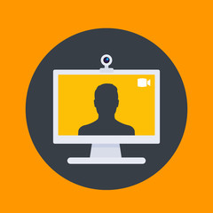 Canvas Print - Video call icon, web camera and monitor, flat style