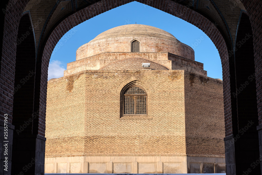 Dome of the Kabud Mosque or Blue Mosque of Tabriz, Iran - obrazy, fototapety, plakaty 