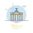 Brandenburg Gate at Berlin, Germany, flat vector illustration