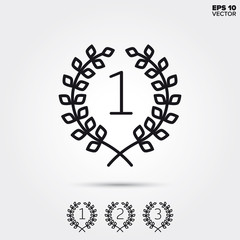 Wall Mural - Laurel wreath for winner, second and third place. Modern line icons. EPS 10 vector illustrations.