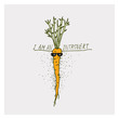 © Лилия Судакова - Greeting cards with carrot and motivation phrase I am an introvert on a bright background