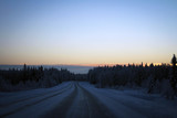 Fototapeta Natura - Scenic winter road view, Northern Finland