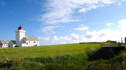 Poster - Obrestad lighthouse in south Norway, Norwegian national tourist county route road 44 Jaeren