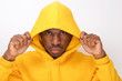 © mimagephotos - Close up cool african american man with hoodie by white background