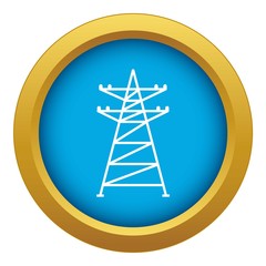 Electric tower near house icon blue vector isolated on white background for any design