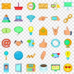 Poster - Connection network icons set. Cartoon style of 36 connection network vector icons for web for any design