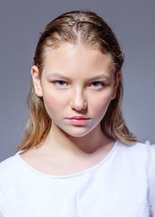 Sticker - portrait of little model girl in studio