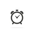 Monochrome vector illustration alarm clock icon isolated on white background.