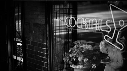 cocktail, neon, window