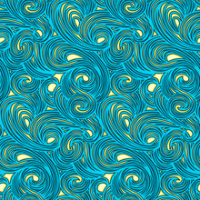 Seamless Vector Pattern. Swirling Swirl Pattern In The Style Of Van Gogh Post-impressionism. Design Wallpaper, Fabrics, Postal Packaging.